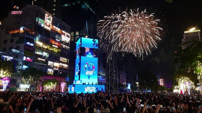 Nguye Hue Fireworks On New Years Eve In Ho Chi Minh City