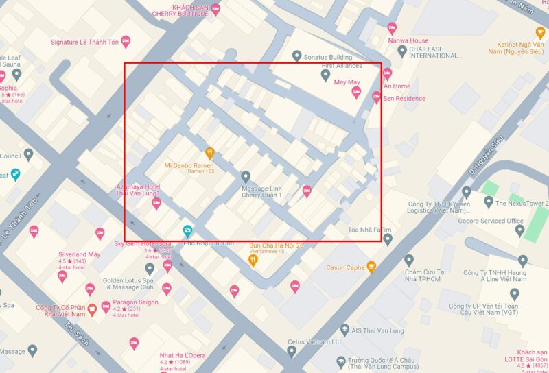 リトルジャパンサイゴンの地図。ホーチミンで人気のガールズバー街