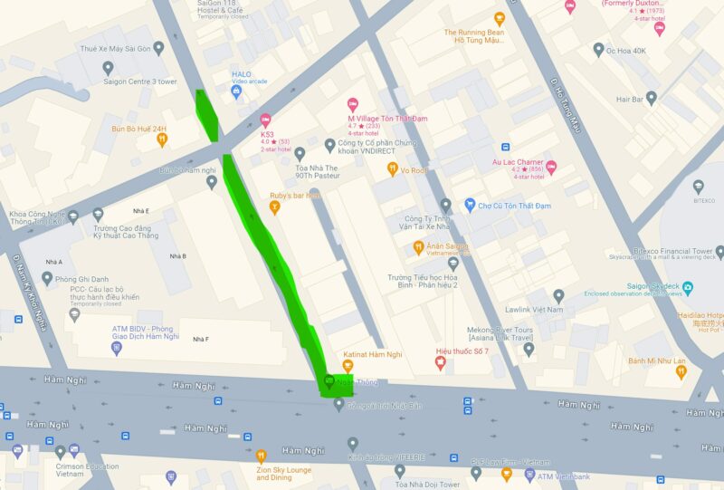 サイゴンのパスツール通りの地図。ホーチミン市で2番目に人気のガールズバーストリート