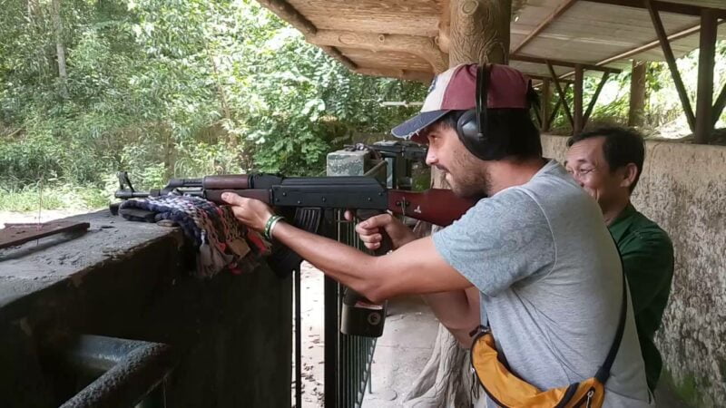 Bachelor Party In Ho Chi Minh City at Cu Chi Tunnels Firing an AK-47
